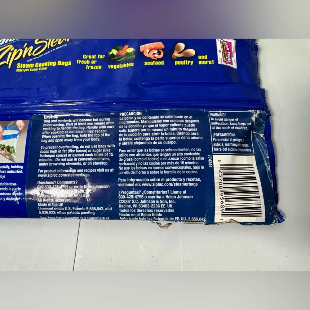 Ziploc Zip'N Steam Medium Cooking Bag-Pack‎ of 10~DISCONTINUED NEW SEALED